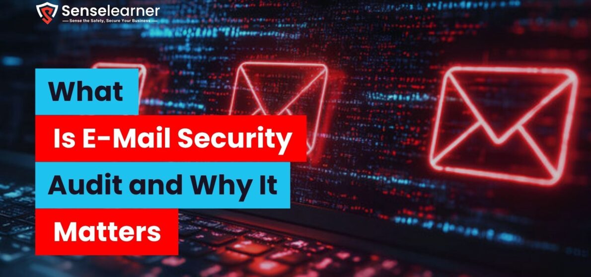 Digital illustration depicting email security with luminous red envelope symbols on a laptop keyboard, signifying the significance of email security audits.