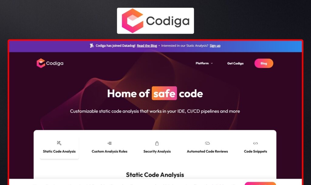 Image showing "Codiga"