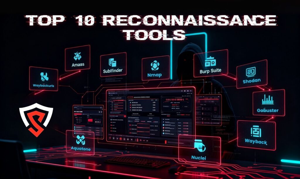 Pictures showing "10 Reconnaissance Tools''